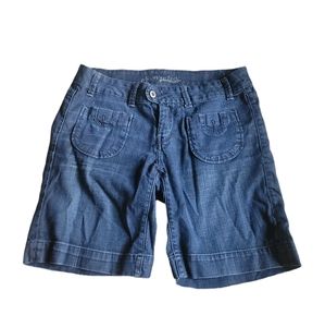 American Eagle Womens Dark Wash Bermuda Long Denim Jean Shorts Size 8